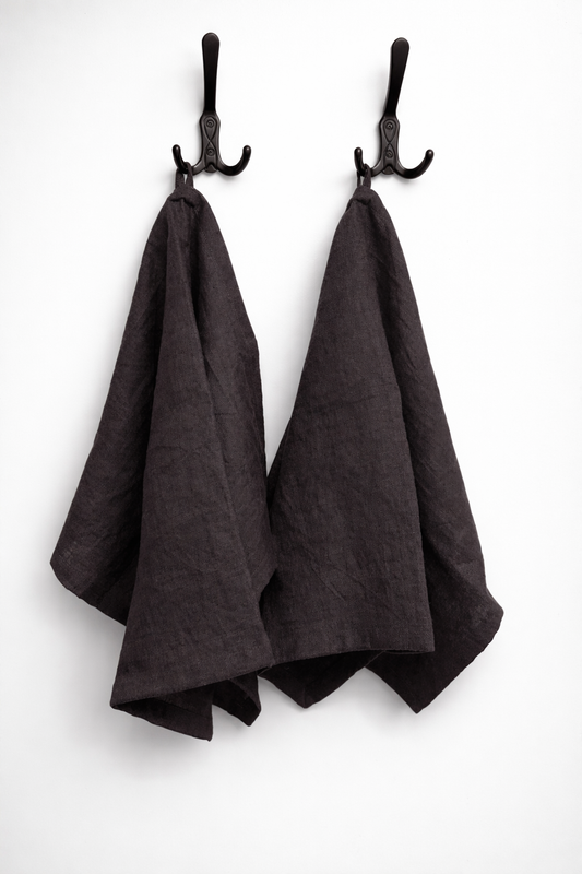 Linen tea towel set (2pcs), stone washed
