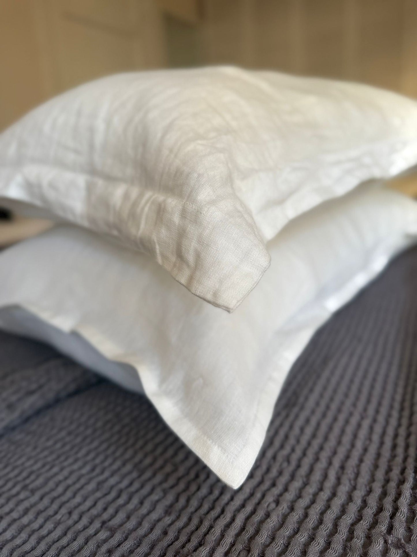 White stone washed linen